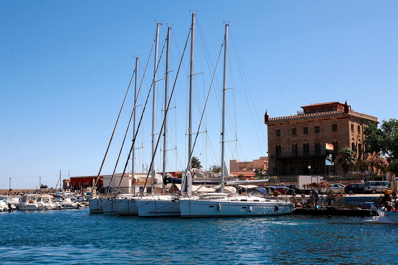 Sailboats in Favignana harbour