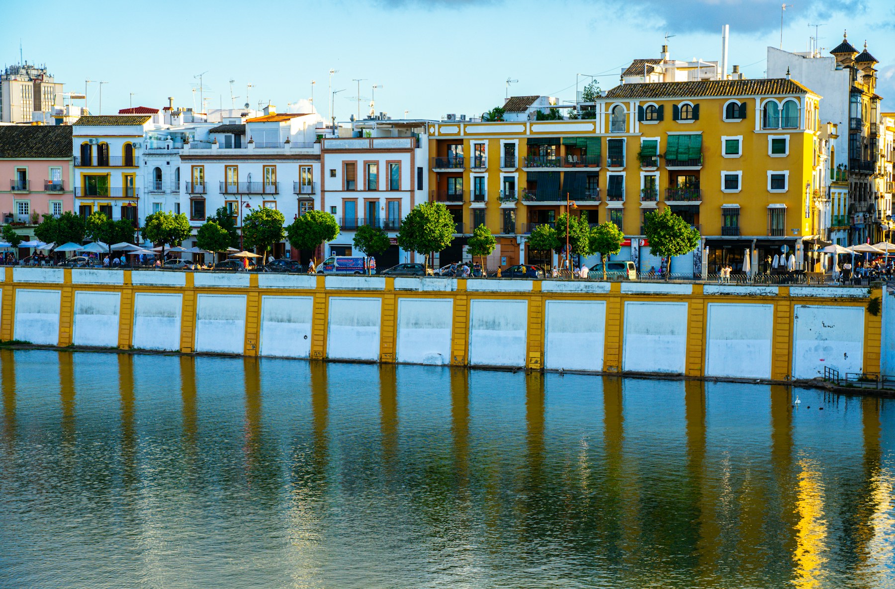Colourful Triana waterfront beside the Guadalquivir